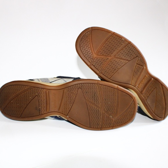 Sperry Topsider Navy Suede Plaid Boat Shoes 9 - Picture 12 of 13